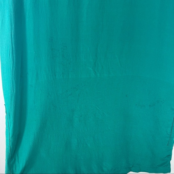 Joie 100% Silk Teal Blue Green Short Sleeve Pocket Dress Size XS Oversized - Picture 5 of 7